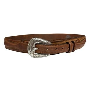 Vintage Silver Creek Classics Brown Leather Western Belt Western Buckle, Size 30
